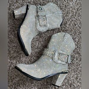 DOLLSKILL SHERIFF SHINE COWGIRL BOOTS SILVER RHINESTONE